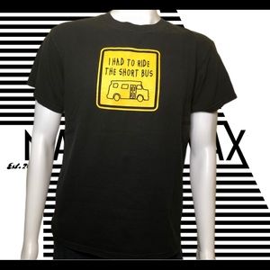 Funny 90s Black Yellow Short School Bus Tee Shirt
